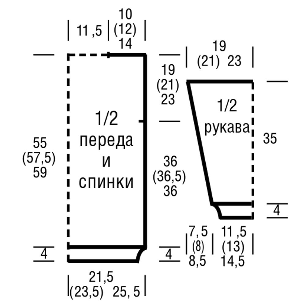 Схема вязания горловины косой Схема вязания горловины косой