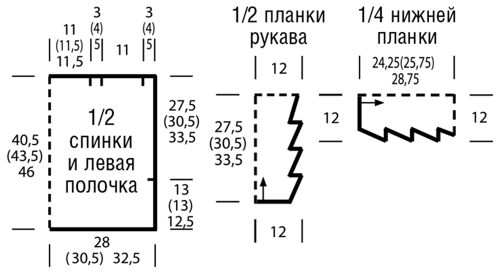 Джемпер со связанными крючком бордюрами