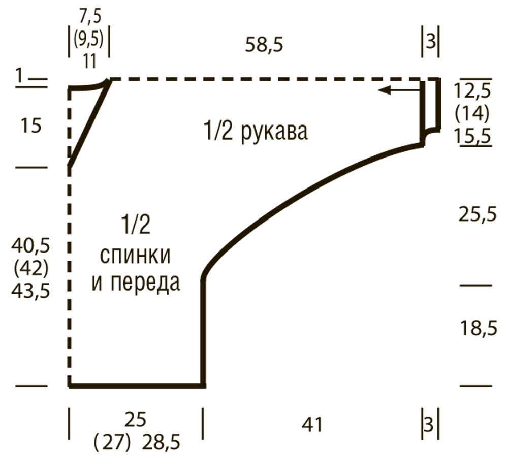 Кофта связанная поперек спицами схема