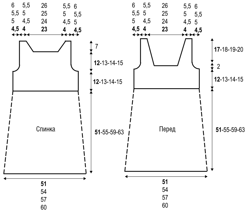 Летнее вязаное платье схема