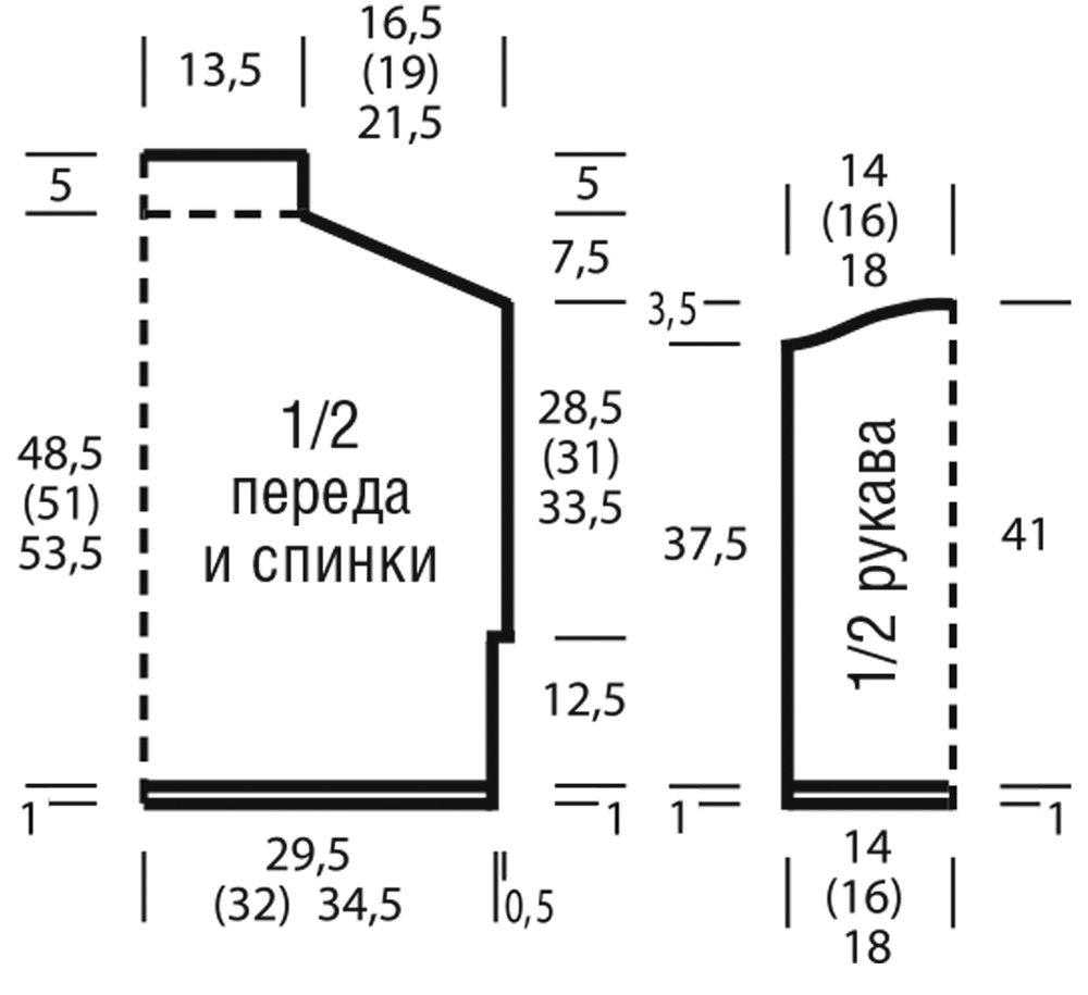 Выкройка кофты со спущенным