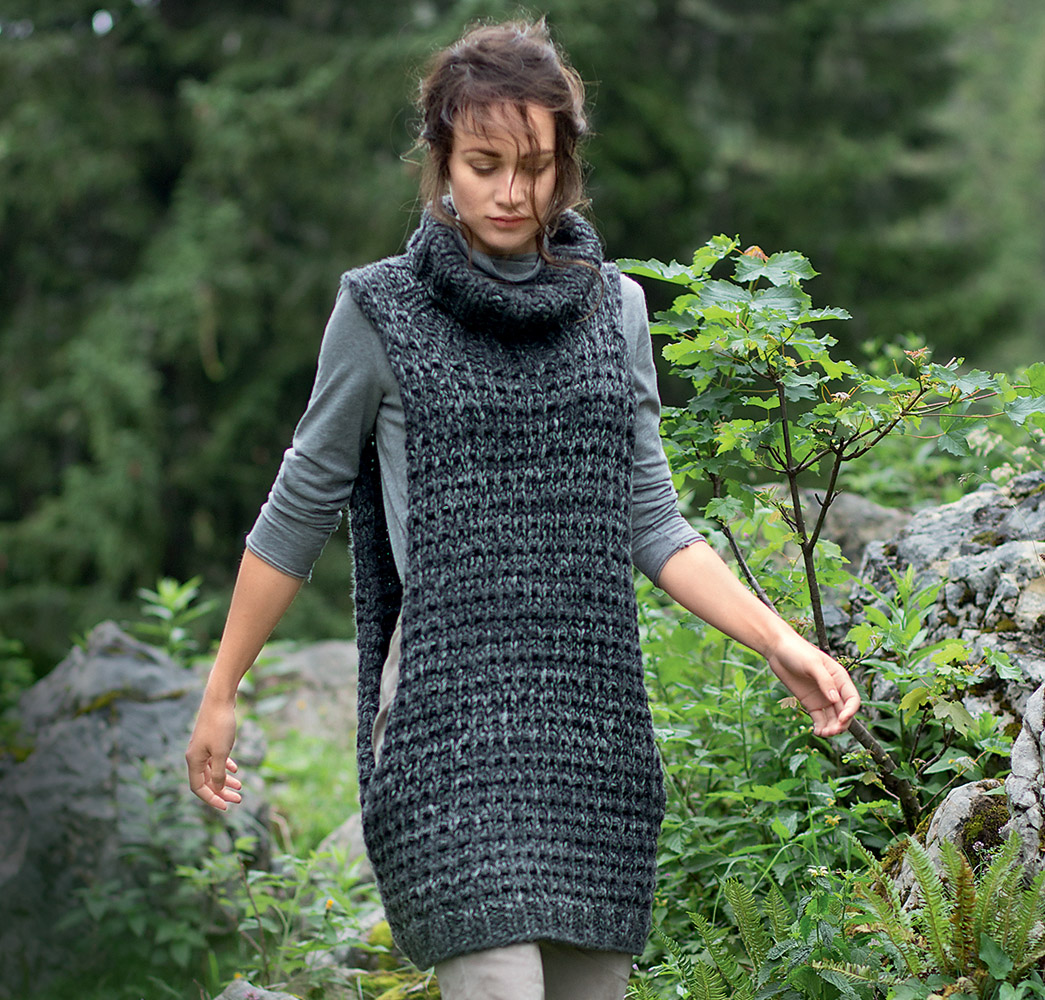 Жилет с широкими проймами - схема вязания спицами с описанием на Verena.ru