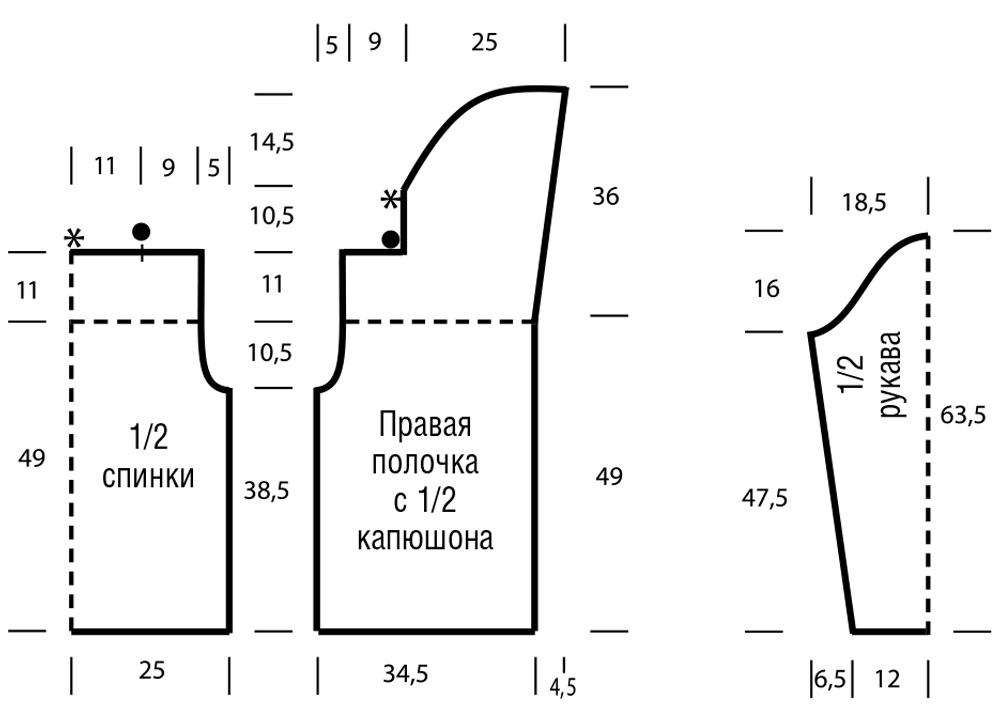 Схема кофты с капюшоном